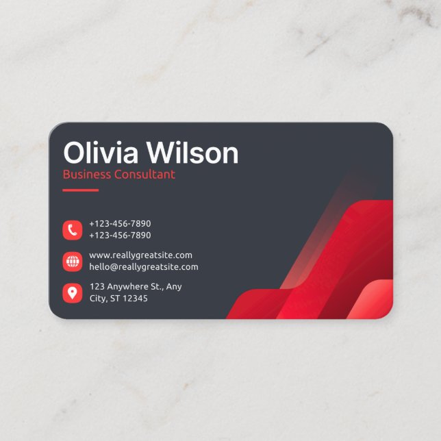 Carte de visite Luxe Noir Rouge (Devant)