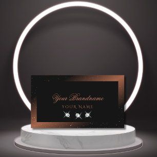 Carte De Visite Luxe noir rougeâtre diamants étincelants Élégant