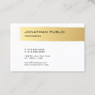 Carte De Visite Luxe Or Blanc Moderne Élégant Design Simple