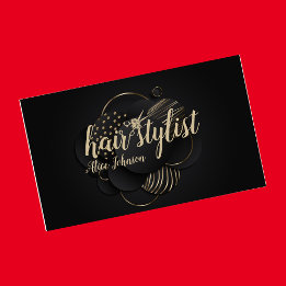 Carte De Visite Luxe or noir élégant salon de coiffure professionn