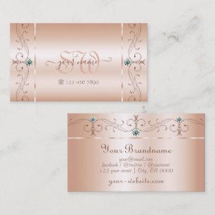 Carte De Visite Luxe Pastel Rose Coral Squigglé Bijoux Monogramme