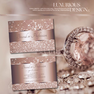 Carte De Visite Luxe Rose Gold Parties scintillant Étoiles Élégant