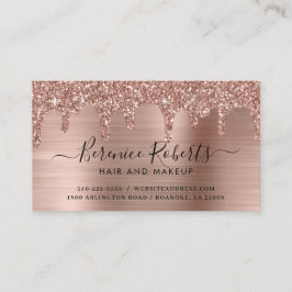 Carte De Visite Luxe Rose Parties scintillant or  en métal brossé