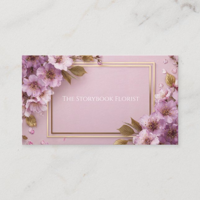 Carte De Visite Luxe Sakura & Feuille d'or Pink violet rose (Devant)