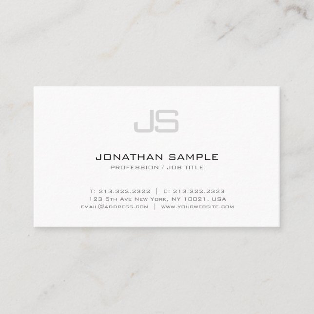 Carte De Visite Luxe simple décoré d'un monogramme chic à la mode (Devant)