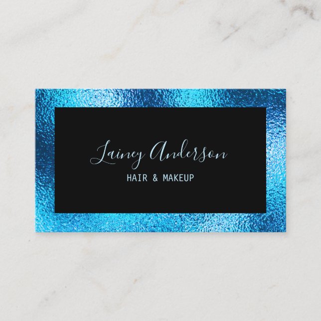 Carte De Visite Luxe simple Fil bleu métallisé (Devant)