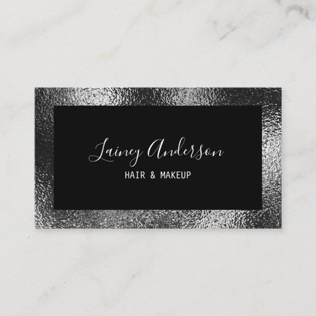 Carte De Visite Luxe simple Fil en argent métallique tendance (Devant)