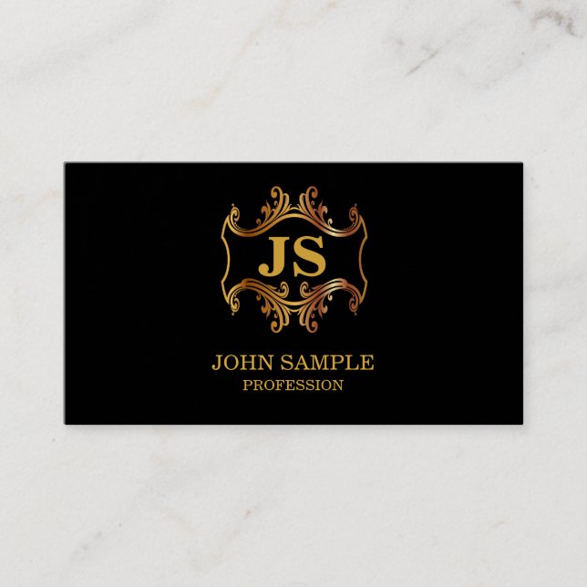 Carte De Visite Luxe sophistiqué noir élégant professionnel (Devant)
