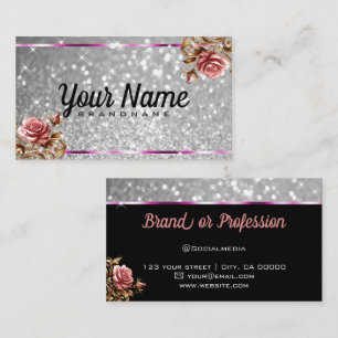 Carte De Visite Luxe Vintage Rose Parties scintillant Lumineuses É