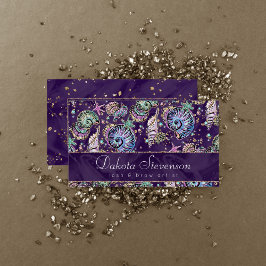 Carte De Visite Luxe violet sous-marine | Dark Pastel Gold Sea Lif