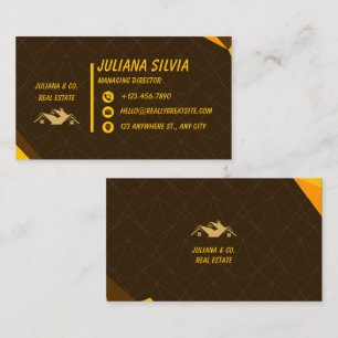Carte de Visite Luxueuse Brun Jaune Or Agent Immob