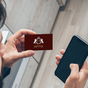 Carte De Visite Luxueuse crête royale blanche   Initiale sur la Bo