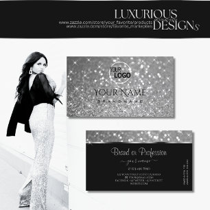 Carte De Visite Luxueuse Parties scintillant d'argent Étoiles lumi