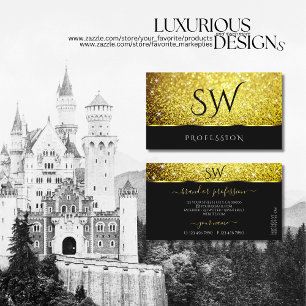 Carte De Visite Luxueuse Parties scintillant d'or noir Étoiles Ini