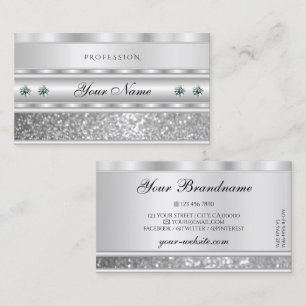 Carte De Visite Luxueuse Parties scintillant étincelante en argent