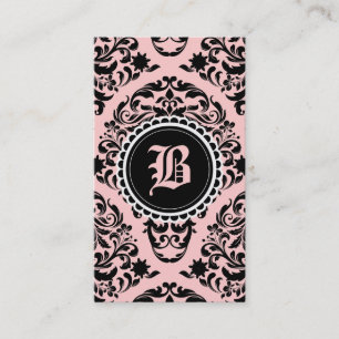 Carte De Visite Luxueusement fleur noire de monogramme de damassé