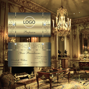 Carte De Visite Luxueux bijoux en or broché Ajouter Logo Glamour