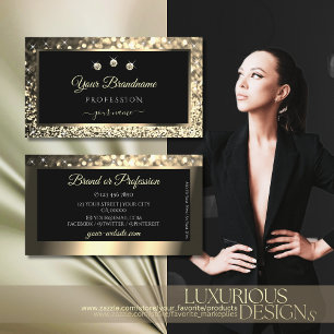 Carte De Visite Luxueux Black Gold Sparkle Parties scintillant Sta