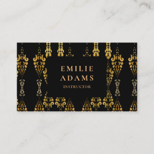 Carte De Visite Luxueux Chic Black et Faux Gold Ornamental