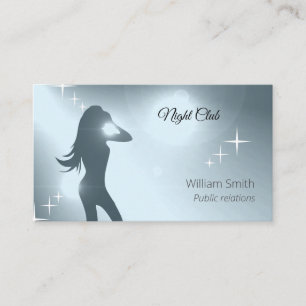 Carte De Visite Luxueux Cyan brillante fille de danse Silhouette