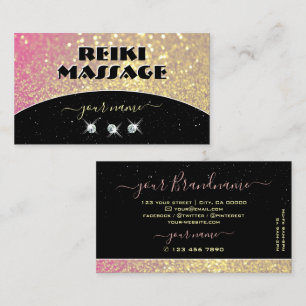 Carte De Visite Luxueux Diamants de Parties scintillant Black Pink