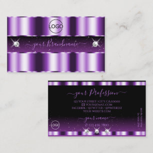 Carte De Visite Luxueux Diamants d'étincelante violet noir Ajouter