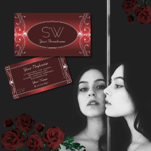 Carte De Visite Luxueux Diamants d'Étincelle Rouge