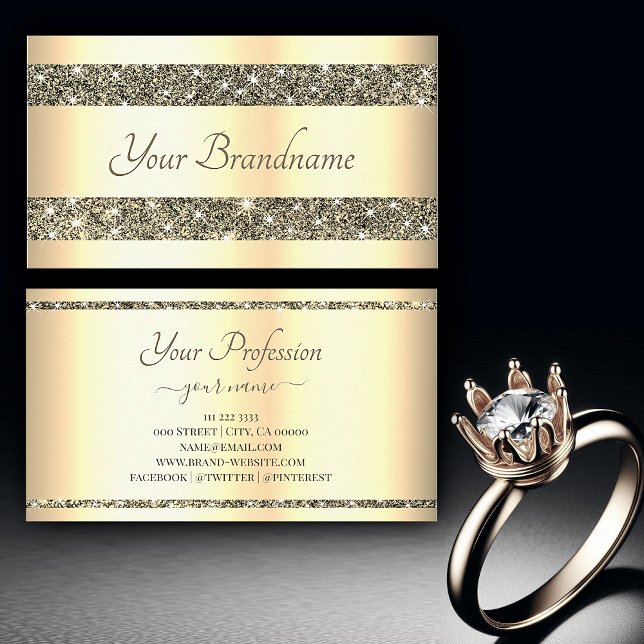 Carte De Visite Luxueux Effet Or Parties scintillant dorée Étoiles (Créateur téléchargé)