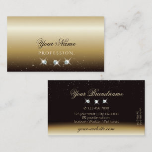 Carte De Visite Luxueux Gold Brown Sparkling Diamonds Élégant