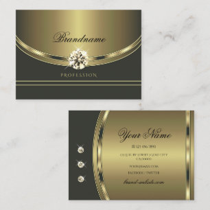 Carte De Visite Luxueux Gold Dark Grey avec diamants étincelants