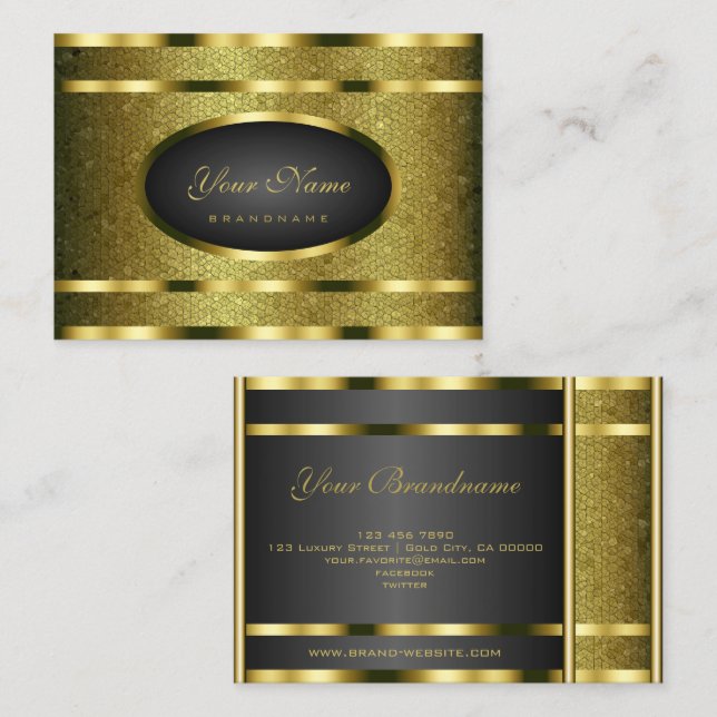 Carte De Visite Luxueux Gold Effet Snake Motif Professional (Devant / Derrière)
