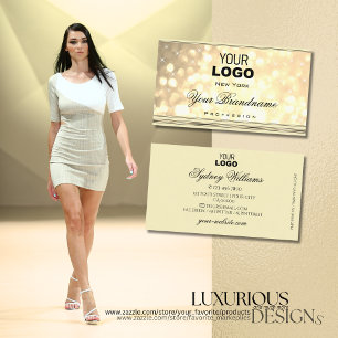Carte De Visite Luxueux Gold Parties scintillant Stars Logo Beige 