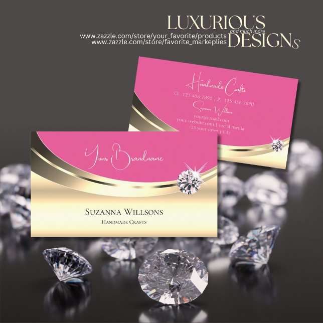 Carte De Visite Luxueux Gold Pink avec Diamond et Parties scintill (Créateur téléchargé)