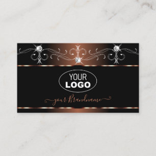 Carte De Visite Luxueux gribouillis marron noir brillant bijoux aj