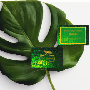 Carte De Visite Luxueux Iridescente Green Faux Crocodile Skin Bus