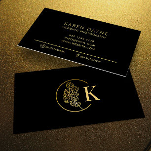 Carte De Visite Luxueux Monogramme Gold & Black Photographie