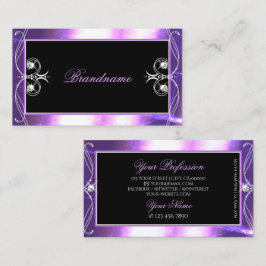Carte De Visite Luxueux Orné Noir pourpre Bijoux étincelant