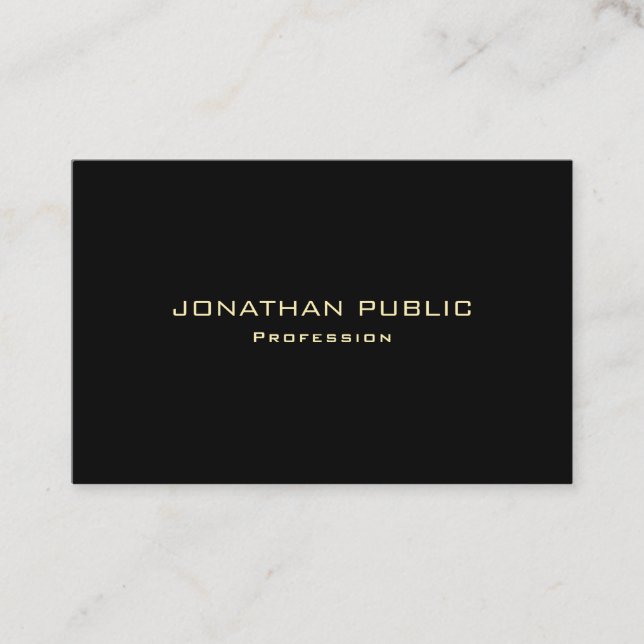 Carte De Visite Luxueux Professionnel Moderne Élégant Texte Or (Devant)