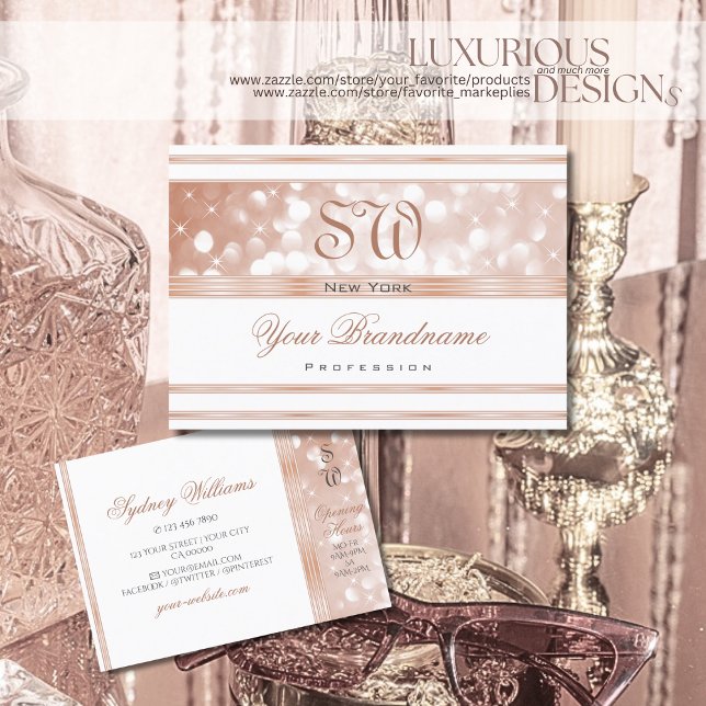Carte De Visite Luxueux Rose blanche Parties scintillant d'étincel (Créateur téléchargé)