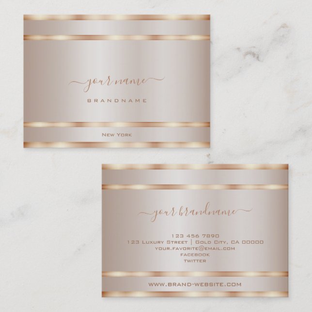 Carte De Visite Luxueux Rose Gold Effet Couleurs Professionnel (Devant / Derrière)