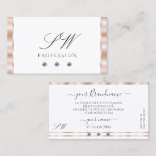 Carte De Visite Luxueux Rose or blanc parkling Bijoux Monogramme