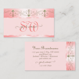 Carte De Visite Luxueux Rose rose Ornat Parkling Bijoux Initiales