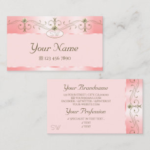 Carte De Visite Luxueux Rose rose Ornate Bijoux étincelants Monogr