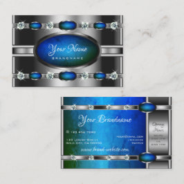 Carte De Visite Luxueux Silver Turquoise Blue Gradiet Motif en mar