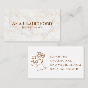 Carte De Visite Luxueux Simple Marbre Blanc Or Boho Art Propre