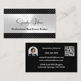 Carte De Visite Luxury Black and Silver Real Estate Business Card