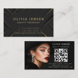 Carte De Visite Luxury Black Gold Sparkling Glitter Stars Beauty 