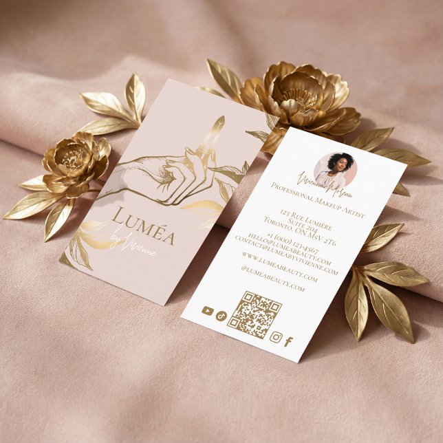 Carte De Visite Luxury Blush Pink Gold Beauty Makeup Artist Studio (Luxury Blush Pink Gold Beauty Makeup Artist Studio Business Card)