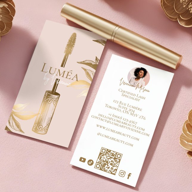 Carte De Visite Luxury Blush Pink Gold Beauty Makeup Lash Studio (Luxury Blush Pink Gold Beauty Makeup Lash Studio Business Card)