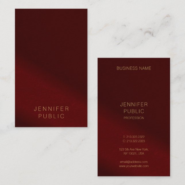 Carte De Visite Luxury Business Cards Elegant Template Gold Text (Devant / Derrière)